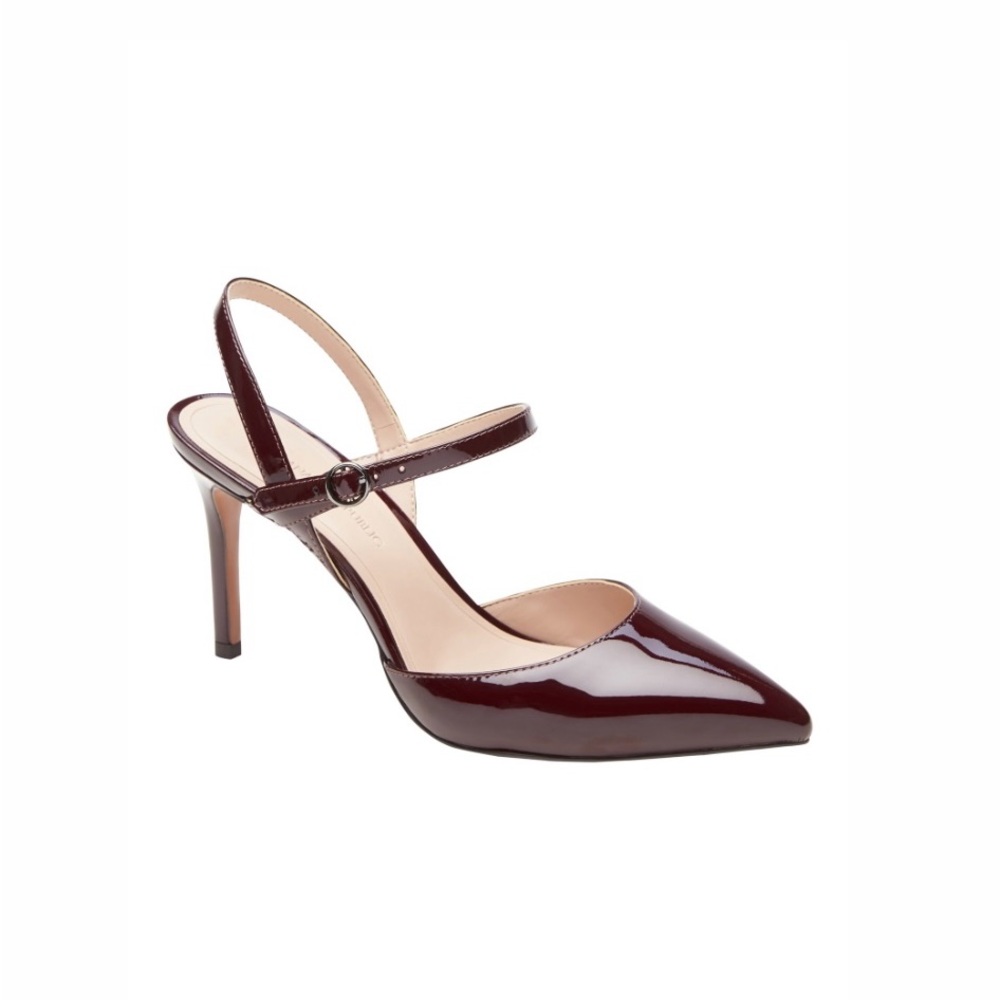Banana Republic Burgundy Patent Leather Slingback Heels